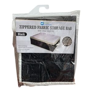 HOME COLLECTIONS Underbed Storage Bag Black Fabric Zippered Clear Vinyl Top